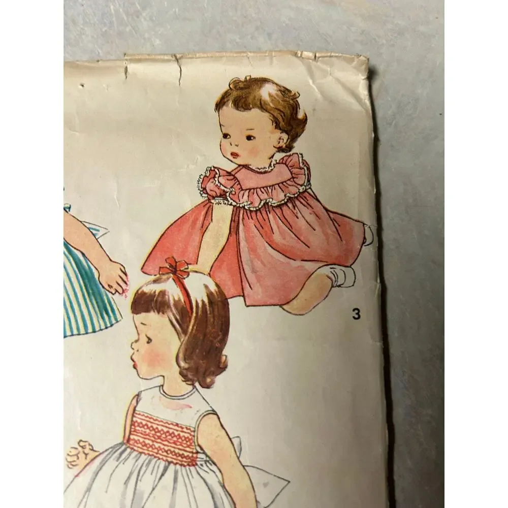 Vintage 1950's Simplicity Pattern #4169‎ Toddler Girls Smocked Dress Size 3